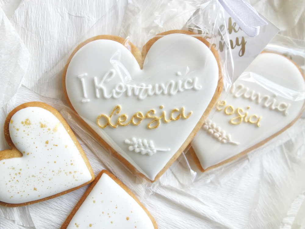 Komunia - Serce z imieniem, złocone